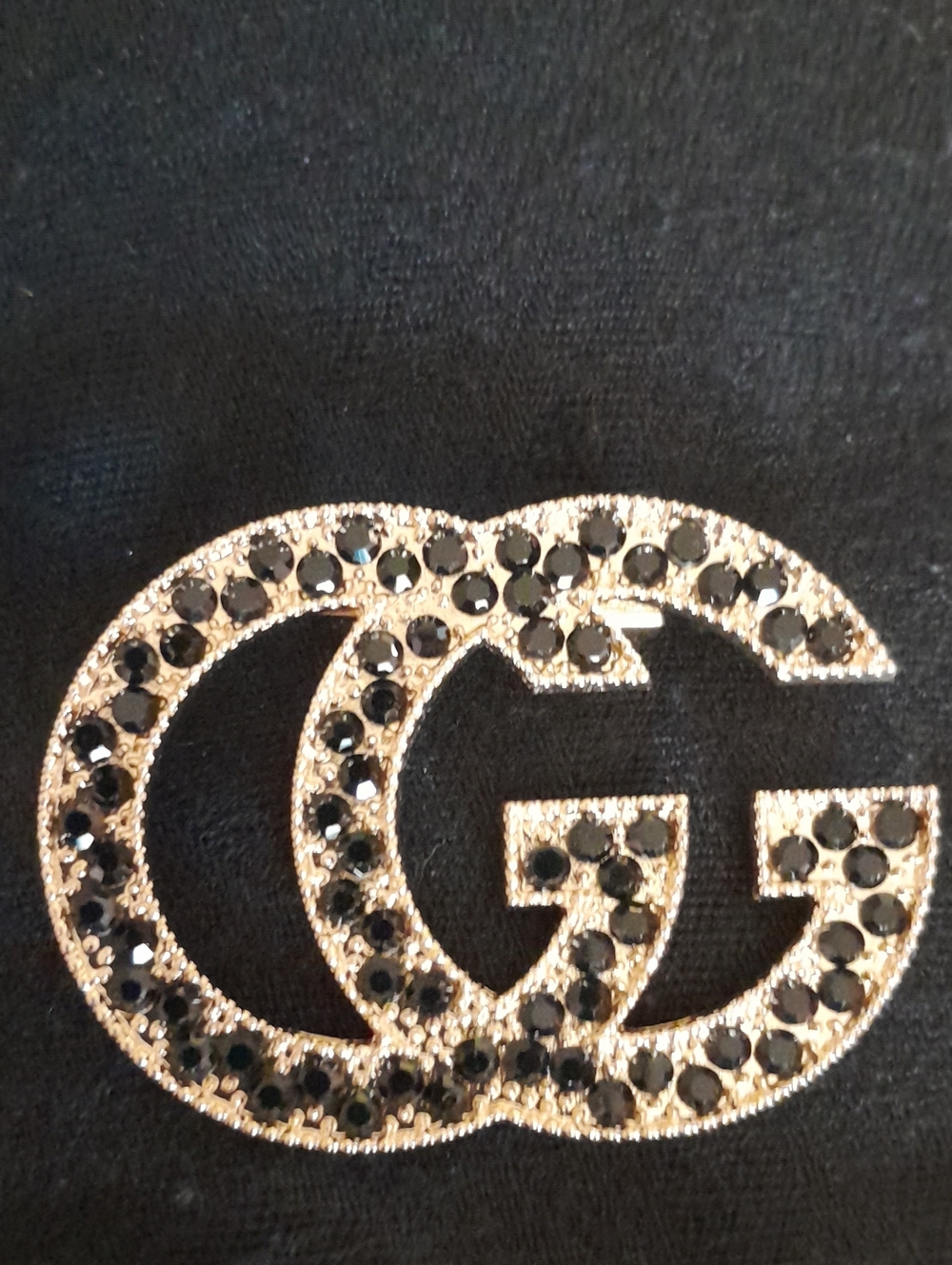 Rhinestone Brooch in Gold & Black